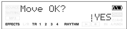 BOUNCE Move OK? MASTERING MP3 :YES OVER EFFECTS L/R TR 1 2 3 4 RHYTHM IN A.PUNCH