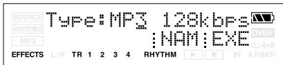 BOUNCE TYPE:MP3 128kbps MASTERING MP3 NAM:EXE OVER A+B EFFECTS L/R TR 1 2 3 4 RHYTHM IN A,PUNCH