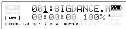 BOUNCE MASTERING MP3 001: BIGDANCE. M 00:00:00 100% OVER A+B A.PUNCH EFFECTS L/R TR 1 2 3 4 RHYTHM IN A,PUNCH