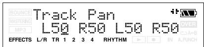 BOUNCE MASTERING MP3 Track Pan L50 R50 L50 R50 OVER A+B EFFECTS L/R TR 1 2 3 4 RHYTHM IN A.PUNCH