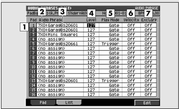 ROLAND MV-8000 - AUDIO Phrases (LIST) - 1