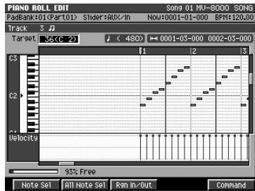 ROLAND MV-8000 - Utilisation de la page PIANO ROLL EDIT pour éditer une piste MIDI - 1
