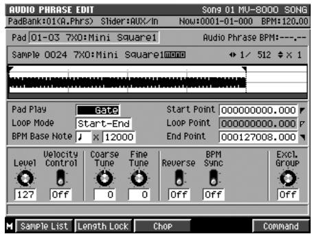 ROLAND MV-8000 - Zoom avant/arrête dans l'affichage de la forme d'onde - 1