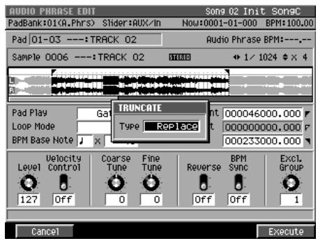 ROLAND MV-8000 - Amenez le curseur sur « truncate » et appuyez sur ENTER - 1