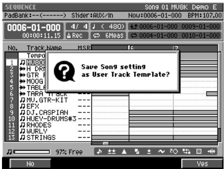ROLAND MV-8000 - Sauvegarde d'un modèle « user track template - 8
