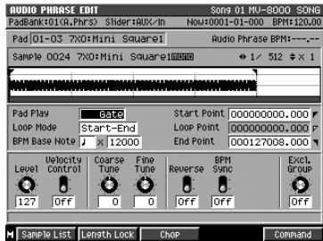 ROLAND MV-8000 - Modification du mode de lecture des phrases audio jouées à partir des pads (gate-trigger-drum) - 1