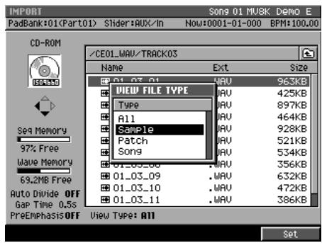 ROLAND MV-8000 - Visualisation limitée à certains types de fichiers - 1