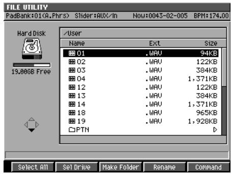 ROLAND MV-8000 - Appuyez sur (file utility), ou utilisez les touches fléchées pour sélectionner l'icône - 2