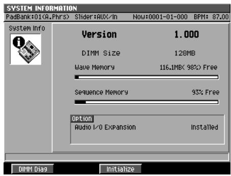 ROLAND MV-8000 - Visualisation des informations système - 3