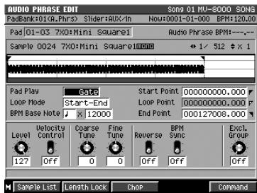 ROLAND MV-8000 - Modification du départ de lecture ou du début de boucle de la phrase - 1