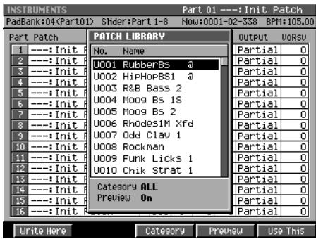 ROLAND MV-8000 - Sauvegarde d'un patch en bibliothèque - 2