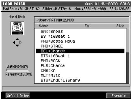 ROLAND MV-8000 - Chargement d'un patch de la bibliothèque - 4