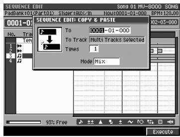 ROLAND MV-8000 - Copier/coller des données vers une autre destination (copy &amp; paste) - 2