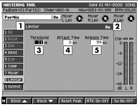 ROLAND MV-8000 - Description de chaque zone (limiter) - 1