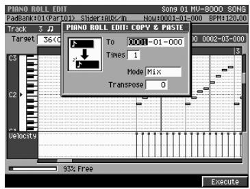 ROLAND MV-8000 - Copier/coller des données vers une autre destination (copy &amp; paste) - 1