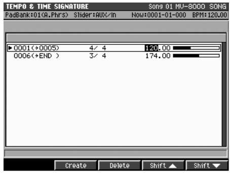 ROLAND MV-8000 - Changement du tempo ou de la métrique en cours de orchestre - 2