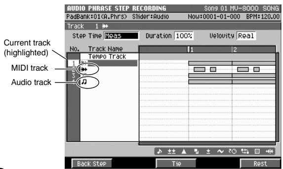 ROLAND MV-8000 - Utilisez les touches fléchées pour sélectionner une autre piste MIDI. - 1