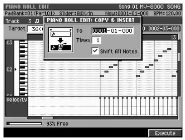 ROLAND MV-8000 - Copie/insertion des données vers une autre destination (copy &amp; insert) - 1