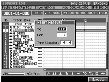 ROLAND MV-8000 - Insertion de mesures vierges en un point donné (insert measure) - 6