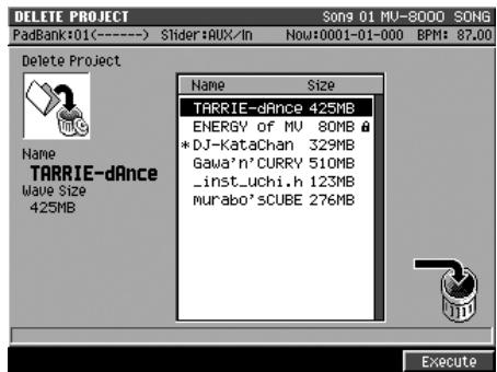 ROLAND MV-8000 - Suppression d'un projet - 4