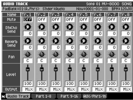 ROLAND MV-8000 - Réglage du niveau relatif de chaque part - 1