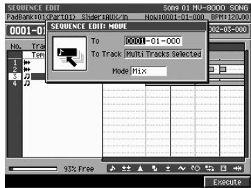 ROLAND MV-8000 - Accédez au menu local SELECT SEQUENCE EDIT COMMAND (p. 206) et choisissez l'option « move... - 2