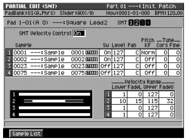 ROLAND MV-8000 - Création d'un partial associant plus d'un sample (SMT) - 2
