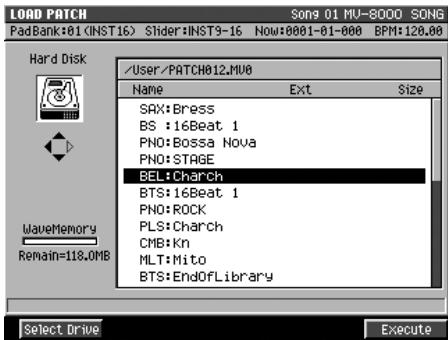 ROLAND MV-8000 - Chargement d'un patch du disque dur - 4