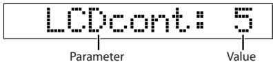 LCD:cont.: 5 Parameter Value