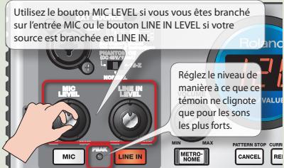 ROLAND SP-555 - Réglage du niveau d'enregistrement - 2