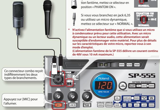 ROLAND SP-555 - Branchement d'un micro - 2