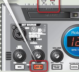 ROLAND SP-555 - Branchement d'une chaine ou d'un lecteur audio portable - 2