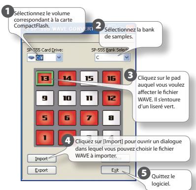 ROLAND SP-555 - Importez des formes d'ondes de voter (A l'aide du logiciel « SP-555 Wave Converter - 1