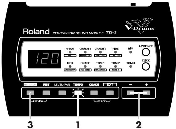 ROLAND TD-3 - Réglage du tempo [TEMPO] - 1