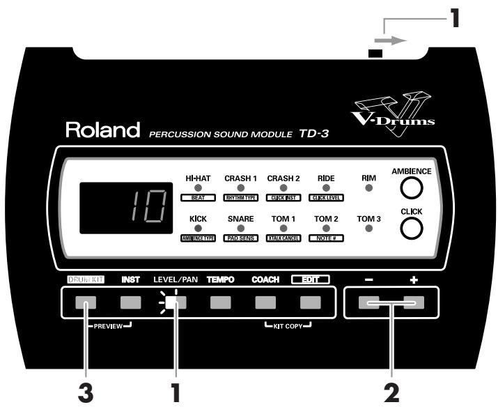ROLAND TD-3 - Volume du son produit par la fermeture du charleston - 1