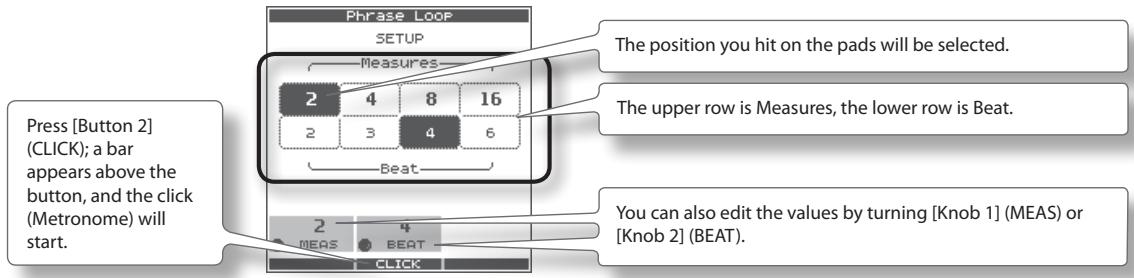 ROLAND OCTAPAD SPD-30 - Measures, Time Signature (Beat) and Metronome (Click) Sound Settings (SETUP) - 1