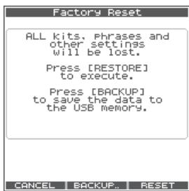 ROLAND OCTAPAD SPD-30 - If you selected Restore All Kits/Phrases/Factory Reset - 1