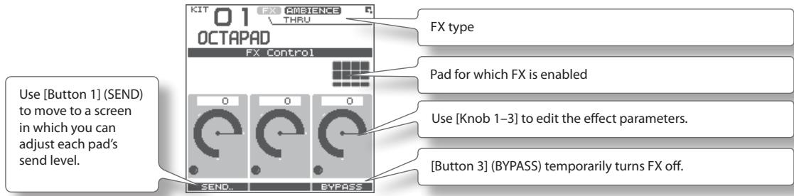 ROLAND OCTAPAD SPD-30 - Press the [FX CTRL] button. - 1