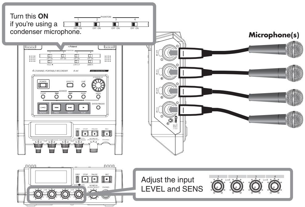 ROLAND R-44 - Recording from a Connected Microphone - 1