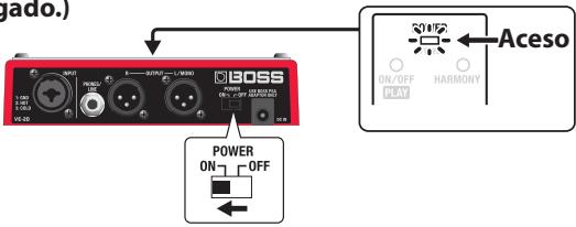 ROLAND VE-20 - Mova a chave de alimentação no poinel traseiro para a posicao ON (ligado). (O equipamento sera ligado.) - 1