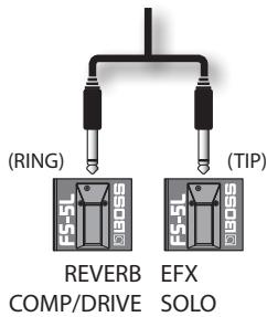 (RING) (TIP) REVERB COMP/DRIVE EFX SOLO
