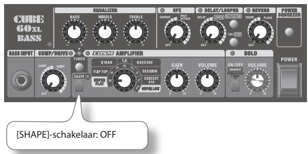 CUBE GOXL BASS EQUALIZER BASSE MIDDLE TRIPLE CHORAGE RELA STAVE DELLA GOURI UNTAMAT OFF OFF BASS INPUT COMP/DRIVE TUNER COSM AMPLIFIER SOLO COMP RUBG SHAPE MAN T4 BASS360 GAIN VOLUME 0R/OFF VOLUME FLIP TOP SESSON CONCENT BID 0 10 10 10 10 10 10 10 10 10 10 10 10 10 10 10 10 10 10 10 10 10 10 10 10 10 10 10 10 10 10 10 10 10 15 [SHAPE]-schakelaar: OFF