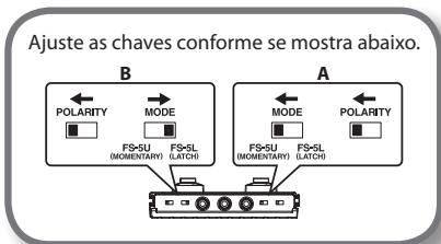 Ajuste as chaves conforme se mostra abaixo. B POLARITY MODE FS-SU MOMENTARY FS-SL (LATCH) A POLARITY MODE FS-SU MOMENTARY FS-SL (LATCH)