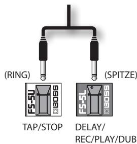 (RING) (TAP/STOP) (SPITZE) DELAY/ REC/PLAY/DUB