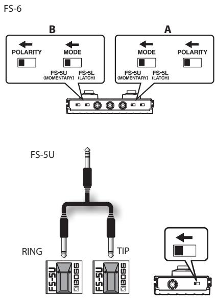 FS-6 B A POLARITY MODE FS-5U (MOMENTARY) FS-5L (LATCH) POLARITY MODE FS-5U (MOMENTARY) FS-5L (LATCH) FS-5U RING TIP FS-5U 3000S FS-5U 3000S