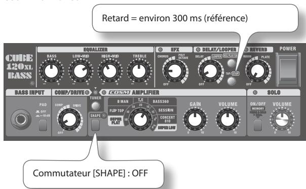 Retard = environ 300 ms (référence) CUBE 120x1 BASS EQUALIZER BASS LOW-MID HESI-MID TREBLE EFX DELAT/LOOPER REVERB POWER BASS INPUT COMP/DRIVE TUNER BOSKI AMPLIFIER SOLO PAD COMP DRIVE MAN T.E. FLIP TOP SESSON CONCERT SOLO OFF OFF OFF OFF OFF OFF OFF OFF OFF OFF OFF OFF OFF OFF OFF OFF OFF OFF OFF OFF OFF OFF OFF OFF OFF OFF OFF OFF OFF OFF OFF OFF OFF OFF OFF OFF OFF OFF OFF OFF OFF OFF OFF OFF OFF OFF OFF OFF OFF OFF Off Commutateur [SHAPE] : OFF