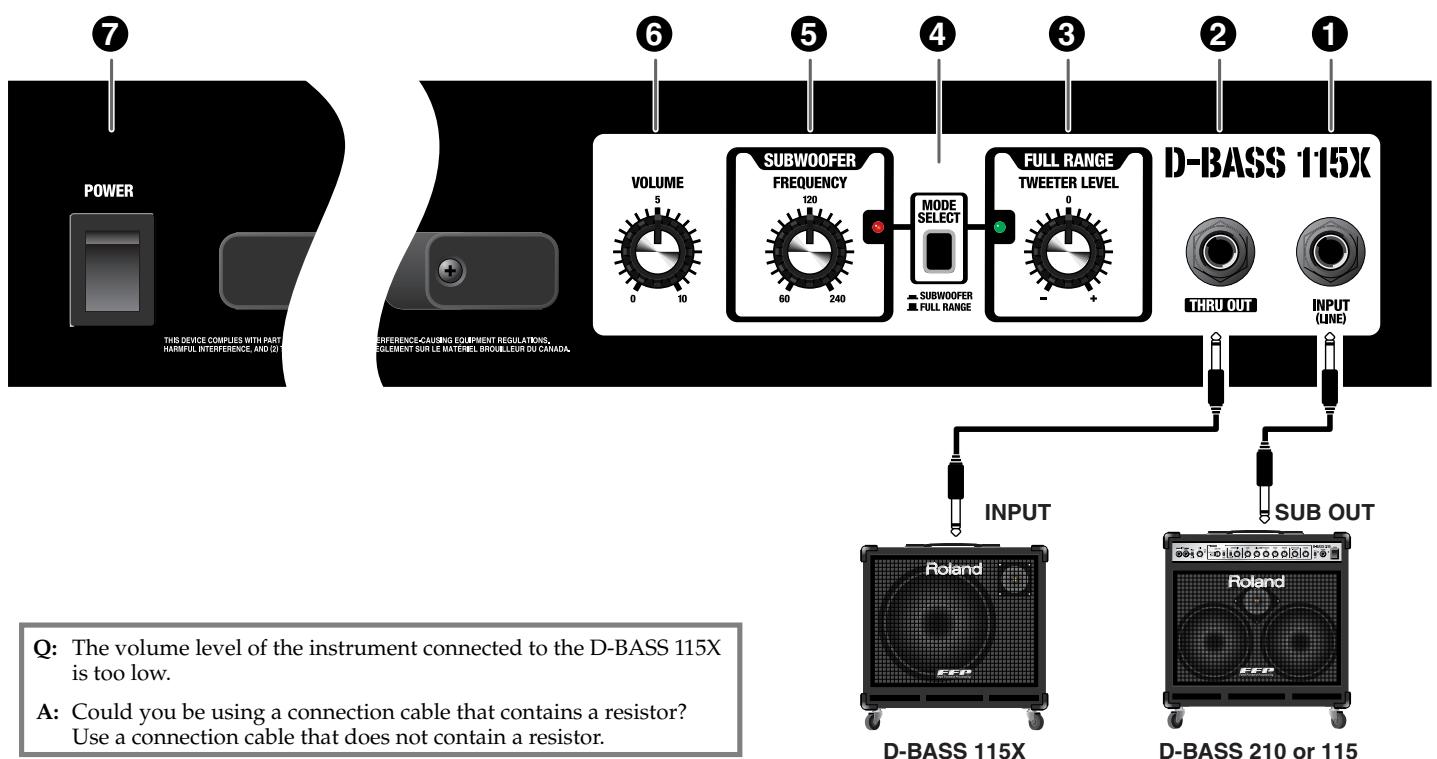ROLAND D-BASS 115 - D-BASS 115X Control Panel - 1