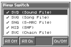 ROLAND FANTOM - Selecting the Type of Files Displayed in the File List (View) - 1