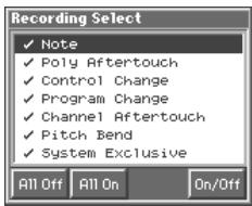ROLAND FANTOM - Selecting the Sequencer Data that will Be Recorded (Recording Select) - 1