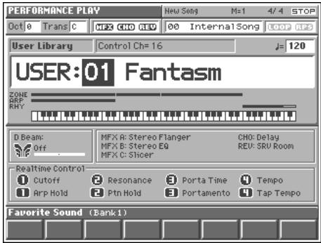 ROLAND FANTOM - Press  or  to select "PERFORMANCE," and then press [8 (Select)]. - 1